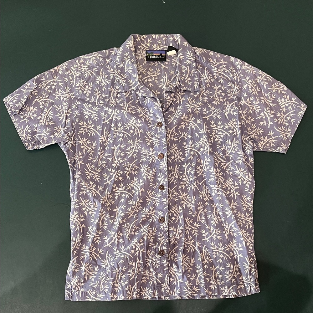 Patagonia Pataloha Purple Leaf Print Button-Up Shirt